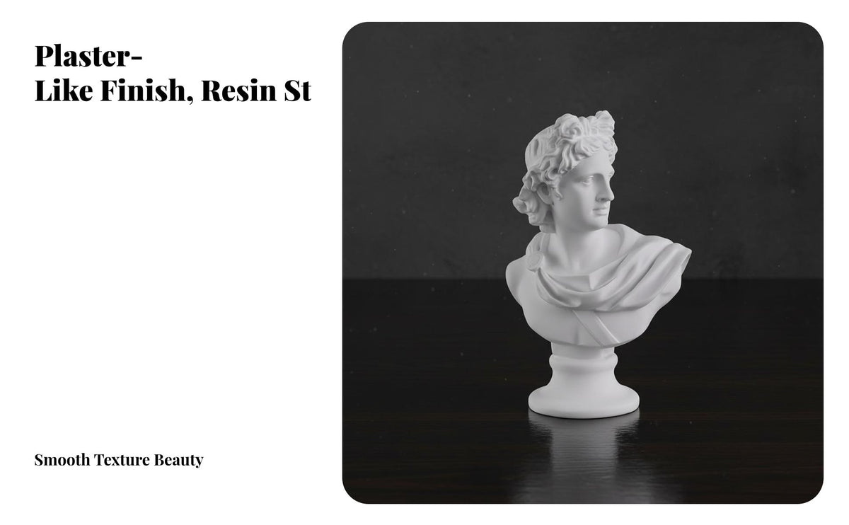 Sketching Practice Bust Compact Size Resin Plaster Cast Figure Highly Detailed Plaster-Like Bust Figurine for Interior Designers, History Enthusiasts