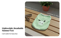 Summer Dog Vest Colorful Tones Cartoon Print Dog Clothes Easy to Wear Lightweight Pet Tank Top for Outdoor Walks, Indooring