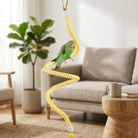 Climbing Rope Parrot Toy, Bendable Bird Swing and Climbing Ladder for Cage, Budgie Toy with Hook and Screw Swivel Attachment