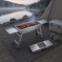 Folding Barbecue Grill Thickened Folding Grilling Unit Accessory Trays Outdoor Cooking Gear