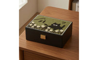 Jewelry Box with Hinged Lid Layered Desktop Jewelry Box Dust-Protective Storage Container for Dresser