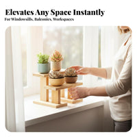 Multi-Tier Plant Stand Solid Wood Construction 3-Tier Plant Stand Sturdy and Multi-Tiered Flower Pot Holder for Balcony, Windowsill, Office