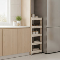 Narrow Rolling Cart Five-Tier Storage Cart Space-Saving Rolling Storage Rack for Washroom, Laundry Room, Apartments