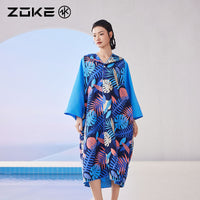 zoke洲克成人浴袍开衫吸水速干斗篷女士防晒保暖浴巾游泳专用浴袍
