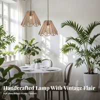 Woven Paper Rope Lampshade Handwoven Woven Lamp Shade Boho Design Brightness Shade Vintage Inspired Natural Fiber Lampshade