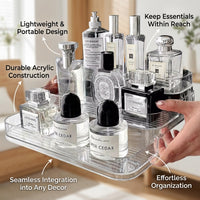 Clear Acrylic Stand, Stepped Design Tiered Display, Makeup Storage Organiser for Aftershave and Nail Polish, Transparent Organizer for Cosmetics