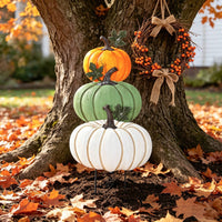 Stacked Pumpkin Stake Fall Pumpkin Garden Stakes Harvest Lawn Ornaments for Porch
