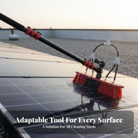 Photovoltaic Panel Cleaning Kit Aluminum Alloy Telescopic Water Fed Brush Adjustable Angle Head Long Handle Water Stream Brush for High Glass Panes