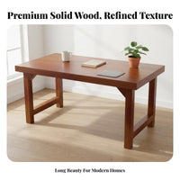 Solid Wood Desk Spacious Workspace Solid Wood Computer Table Sturdy and Wooden Computer Table for Remote Workers, Professionals, Bedroom
