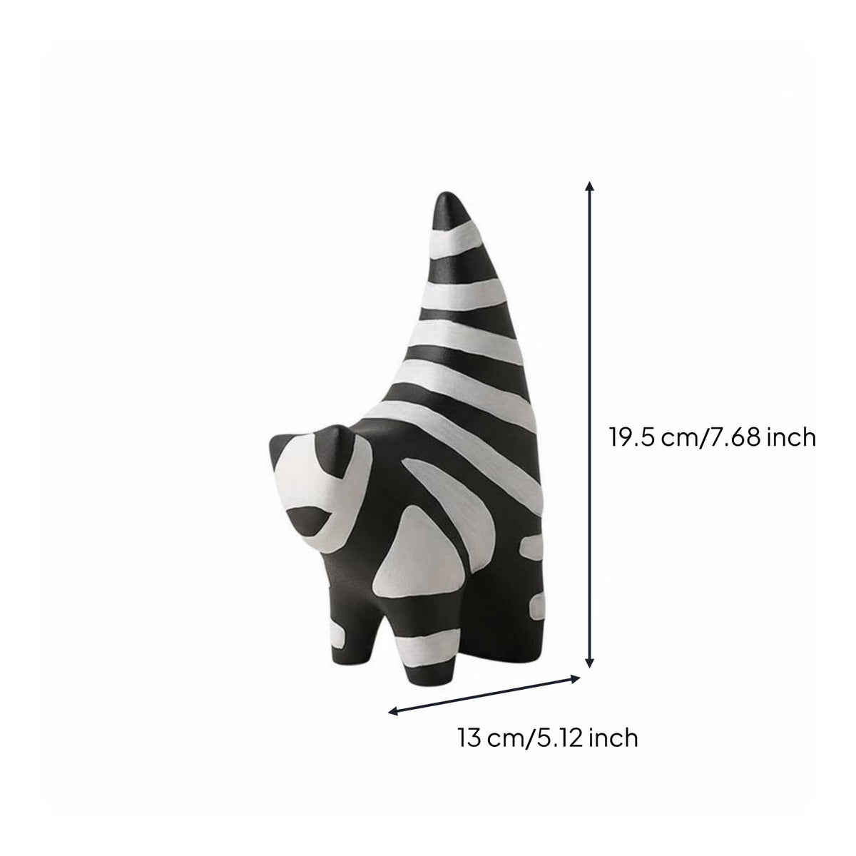 Elegant Abstract Cat Figurine Classic Black and White Ceramic Cat Sculpture Excellent Workmanship for Desktop, TV Stand, Bookshelf