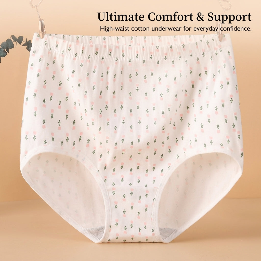 Underwear Women High Waisted Knickers for Control, Soft Material with Jacquard Pattern, Seamless Design for Everyday Wear