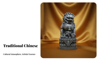 2 Pieces Chinese Protector Lion Figurine Symbol of Prosperity and Protection Chinese Protector Lion Foo Dog Statue Pair Handmade