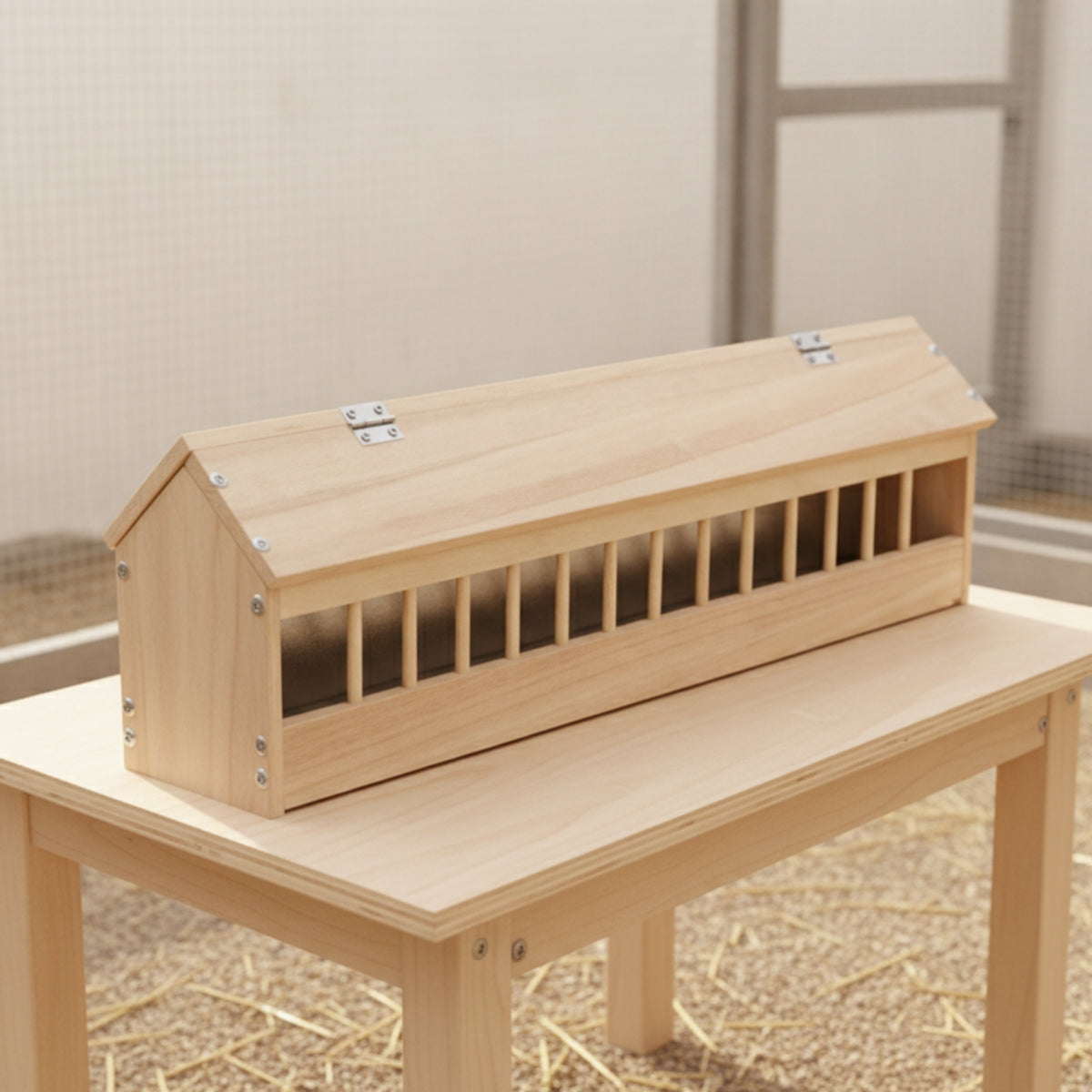 Natural Wood Pigeon Feeder with Dividers Sturdy Wooden Feeding Trough Long-Lasting Pigeon Feeder Outdoor for Lofts, Coops, Farms