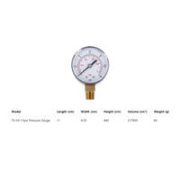 Clear Number Markings 50mm Face Pressure Gauge Professional Grade Low Pressure Gauge Brass Internals Bottom Mount Manometer for Irrigation Systems, Pool Filters