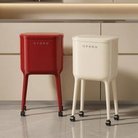 Swivel Casters Rolling Trash Bin Elevated Base Lidded Trash Bin Glossy Finish Refuse Storage Rounded Rectangle