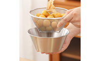 Rolled Rim Rice Washing Basket Wide Opening Fine Mesh Colander Narrow Base Stainless Steel Colander