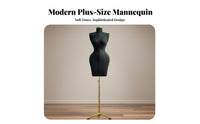 Stable Base Curvy Body Dress Form Easy Assembly Half Body Mannequin with Stand Long-Lasting Construction Female Mannequin Torso Velvet Material Covered for Online Sellers, Fashion Designers, Window Displays, Retail Shop S, Photography Studios, Home Decor