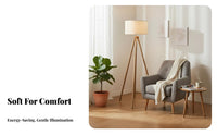 LED Compatible Nordic Design Floor Lamp Modern Design Nordic Design Lamp Foot Switch Control Indoor Lighting Natural Wood Texture for Interior Designers, Homeowners, Living Room, Bedroom, Apartment, Deactivate Ice