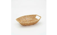 Wicker Basket Tray Handwoven Wicker Serving Tray Boat-Shaped Basket Rustic Easy to Hold and Carry for Fruit Display
