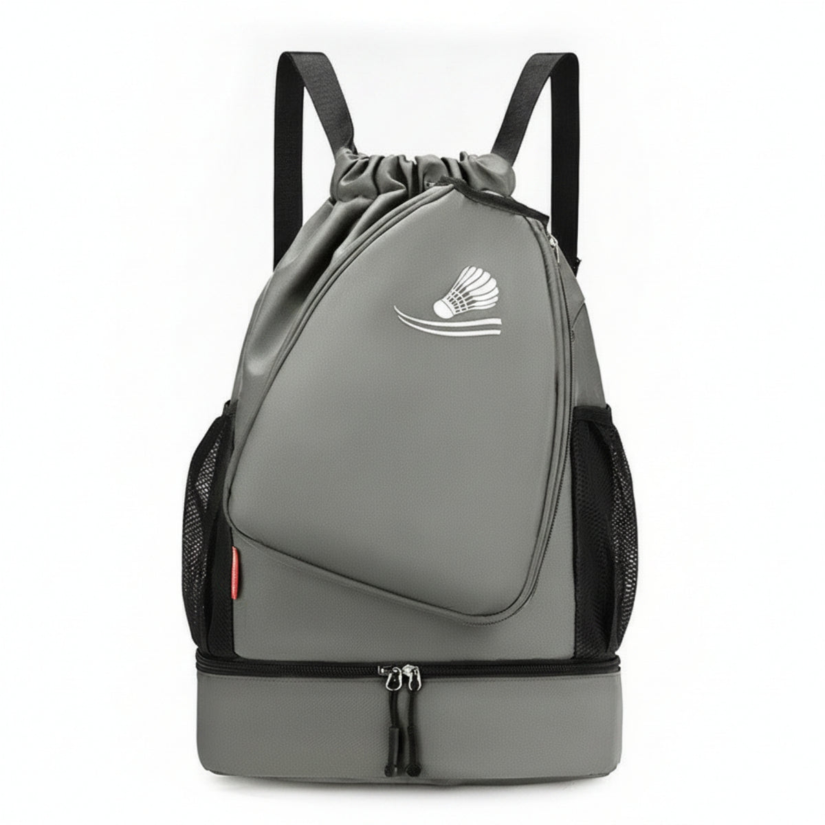 Separate Lower Compartment Drawstring Backpack Shuttlecock Graphic Badminton Backpack