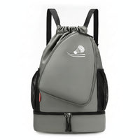 Separate Lower Compartment Drawstring Backpack Shuttlecock Graphic Badminton Backpack