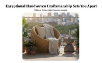 Natural Aesthetic Cushioned Barrel Armchair Comfortable Cushion Woven Seating Breathable Design Tatami-Design Chair Sturdy Frame for Adults, Homeowners, Interior Decorators, Balcony, Living Room, Bay Window, Reading Nook