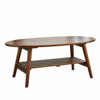 Small Space Solution Two-Tier Oval Coffee Table Nordic Design 2-Tier Oval Coffee Table Minimalist Aesthetic Living Room Furniture Multi-Functional for Apartment Dwellers, Homeowners, Pet Owners, Lounge Area, Home Office, Balcony, Bedroom