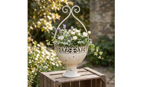 Pedestal Planter Antique Metal Planter with Stand Pedestal Flower Pot Classic Wide Opening for Home Decorators, Garden, Patio