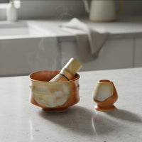 3 Pieces 3-Piece Matcha Set Handmade Ceramics Matcha Bowl Whisk and Holder Set for Beginners
