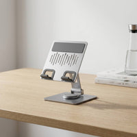 Metal Desktop Stand with Folding Arm Heavy Strong Phone Holder with Rotating Base Holder Stand for Professionals, Students