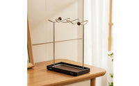 Jewelry Stand Tabletop Jewelry Organizer with Tray Desktop Necklace Holder with Wood Base for Vanity, Bedside Table