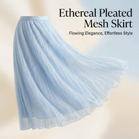 Skirt for Girls and Women with High Waist Design, Elegant Pleated Midi for in Breathable Mesh Material for Summer Wear