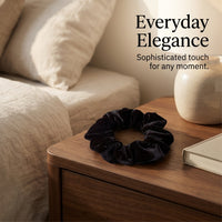 Velvet Scrunchies for Women and Teens, Black Scrunchie Set, High Elastic Ponytail Holders for Bun, Soft Ties, No Damage Accessories