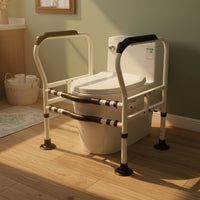 No-Drill Installation Toilet Safety Rail Suction Cup Feet Toilet Grab Bar Frame Sturdy & Long-Lasting for Elderly, Seniors, Bathroom