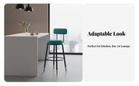 Nordic Design Upholstered High Stool with Low Back Minimalist Design Bar-Height Chair Ergonomic Backrest Seating Furniture Sturdy Construction for Adults, Homeowners, Business Owners, Kitchen Island, Restaurant, Dining Room, Lounge