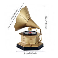 Vintage Gramophone Decor Handmade Gramophone Ornament Phonograph Ornament Antique-Inspired Tabletop Display Prop Metal
