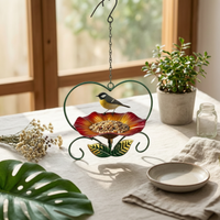 Flower Shaped Bird Feeder Heart Shape Garden Decor Drainage Holes for Outdoor