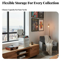 Moistureresistant Vinyl LP Storage Crate With Lid Vinyl disc Case Stackable Design record Container Large Capacity for DJs, Music Lovers, Living Room, Home, Parties, Travel