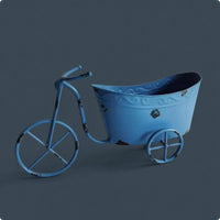 Decorative Iron Tricycle Garden Wagon Vintage Rustic Flower Display Wagon Rust Finish Wagon Planter Small Size for Photography Prop