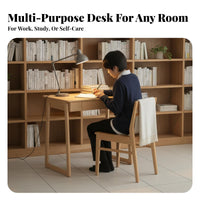 Space-Saving Wooden Desk with Drawers Minimalist Design Single-Drawer Wooden Desk Easy Assembly Study Table Ample Legroom for work-from-home Workers, Apartment Dwellers, Professionals, Small compact areas, Dorm Room, Bedroom