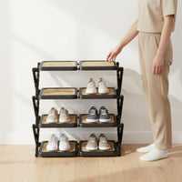 Accordion Shoe Stand Installation Foldable Shoe Rack Space Saving for Entryway, Dorm Room, Closet