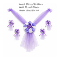 Transparent Tulle Wedding Car Decoration Kit V-Shaped Drape Wedding Car Decoration Set Butterfly-Style Flowers Flower Hood Garland Kit Windshield Strip