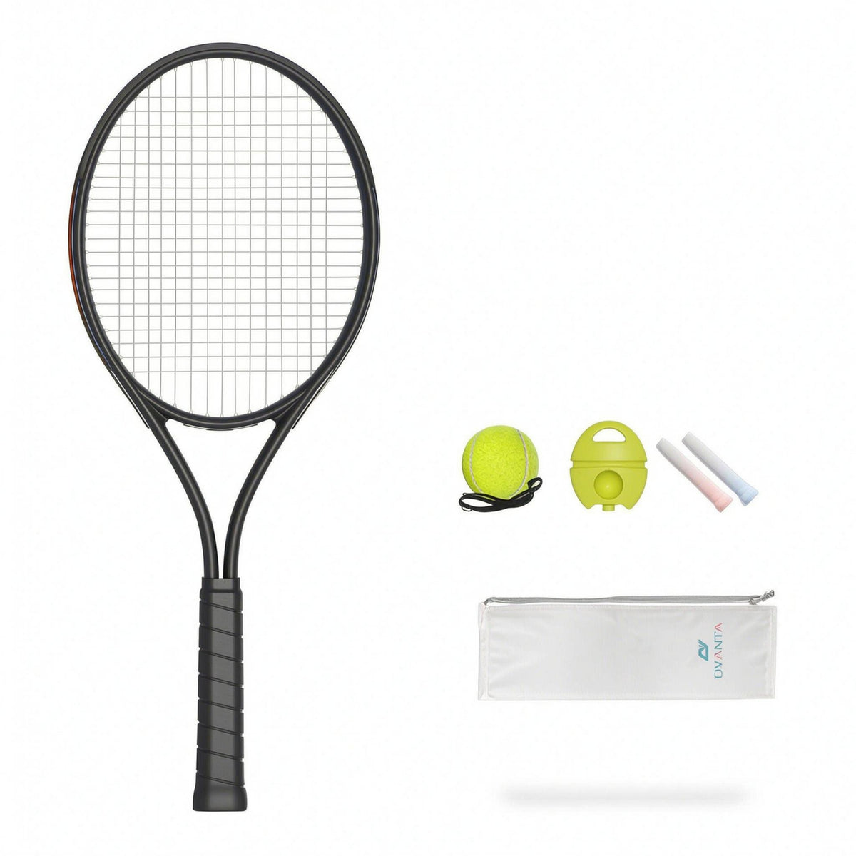 27-Inch Single Player Tennis Practice Racket Round Head Solo Tennis Practice Racket Wrapped Handle Solo Practice Racket Anti-Slip Grips for Beginners