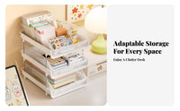 Multi-Tier Desk Organizer Easy Reach Stackable Sliding Tray Sturdy Construction