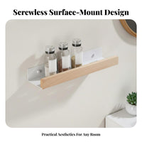 Drillno-Drill Installation Floating Shelf Space-Saving Organizer Rack Sturdy Household Storage Multi-Purpose for Renters, Homeowners, Students, Kitchen, Bathroom, Living Room, Entryway