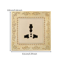 Antique Gold Decorative Outlet Panel Ornate Retro Socket Plate Vintage Embossed Wall Plate Metal for Interior Designers, Homeowners, Living Room, Bedroom, Hotel