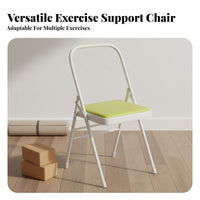 PU Leather Seat Iyengar Mind-Body Exercise Chair Foldable Iyengar Auxiliary Chair Assists Stretching Backless Exercise Stool Portable for Beginners, Seniors, Home Use, Gym