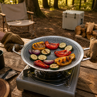 Outdoor 316L Stainless Steel BBQ Grill Pan for Camping and Home Use, Non-Stick Induction Cooker Compatible