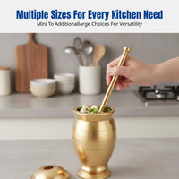Brass Mortar, Durable Copper Seasoning and Garlic Grinder, Upgraded Thickened Design, Includes Random Anti-Slip Mat