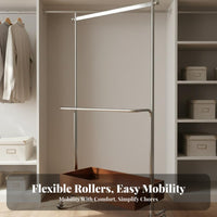 Rolling Clothes Rack with Shelf Multi-Functional Rolling Clothes Organizer Mobile Design Garment Intended for Students, Bedroom, Spacious Closet